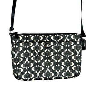Coach Peyton Black & White Geometric Print Crossbody Bag